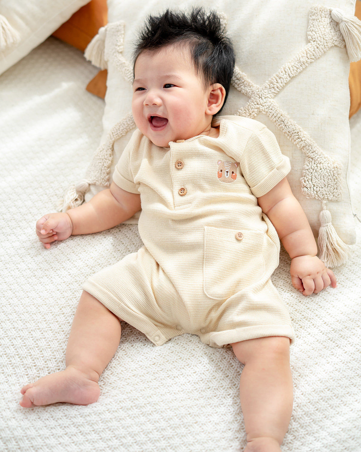 HELLO WAFFLE ONESIE IN CREAM