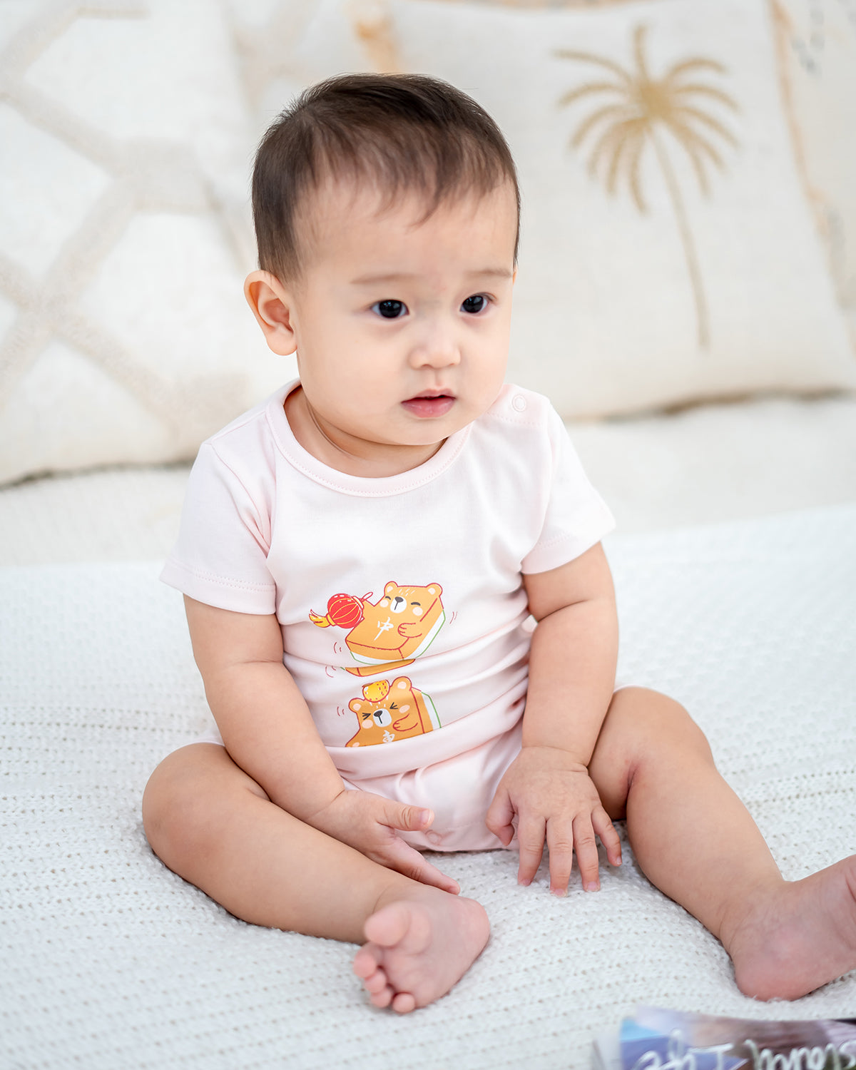 LEBEAR MAHJONG ONESIE IN SOFT PINK