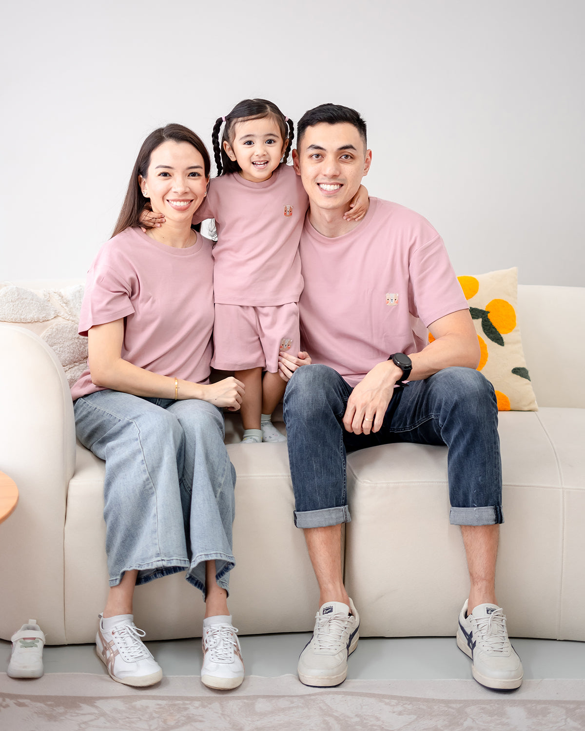LEBEAR SIGNATURE EMBROIDERY TEE IN TEA ROSE