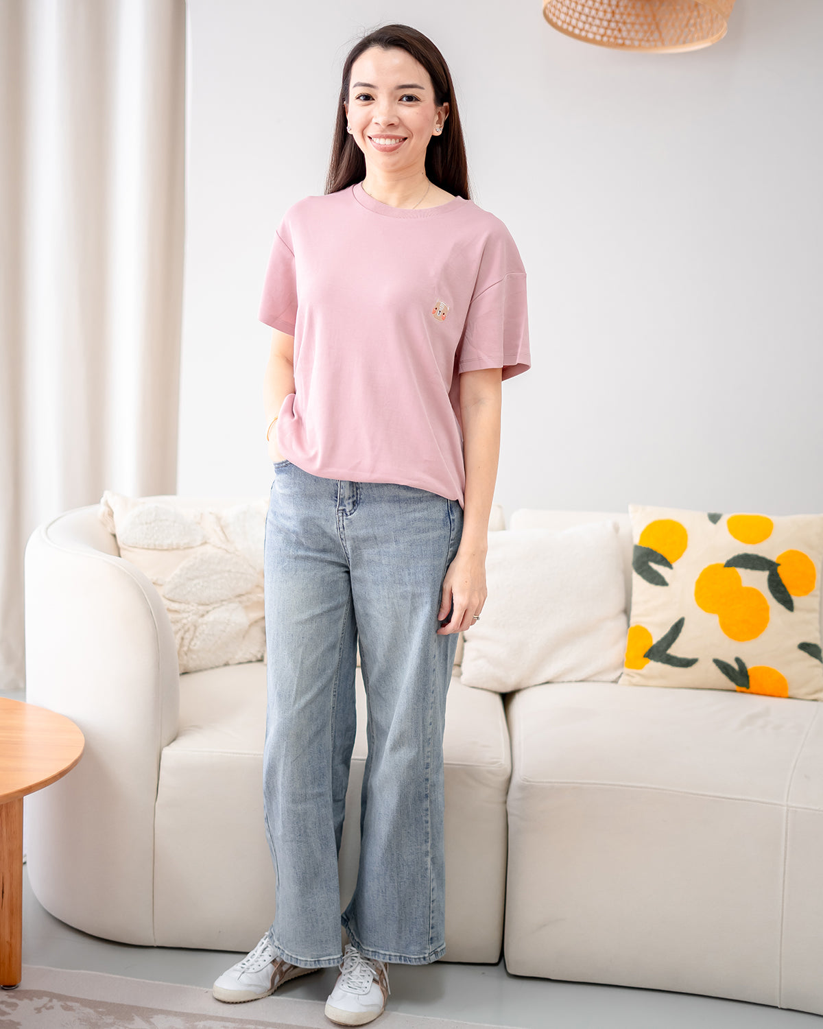 LEBEAR ADULT SIGNATURE EMBROIDERY TEE IN TEA ROSE