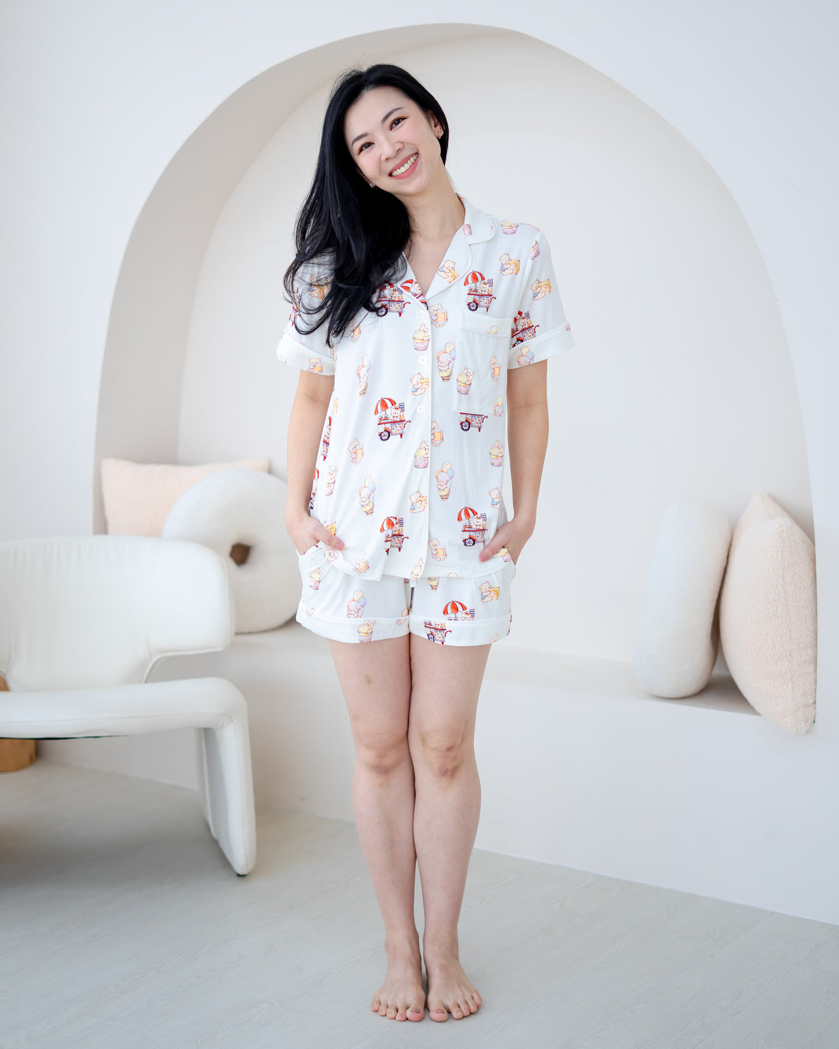 UNCLE BEAR ICE CREAM TRUCK ADULT BAMBOO PYJAMAS SHORTS SET