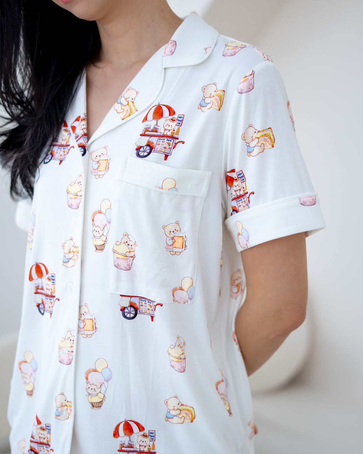 UNCLE BEAR ICE CREAM TRUCK ADULT BAMBOO PYJAMAS SHORTS SET