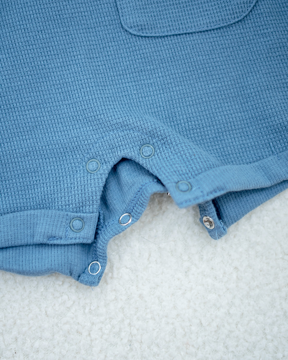 HELLO WAFFLE ONESIE IN STEEL BLUE