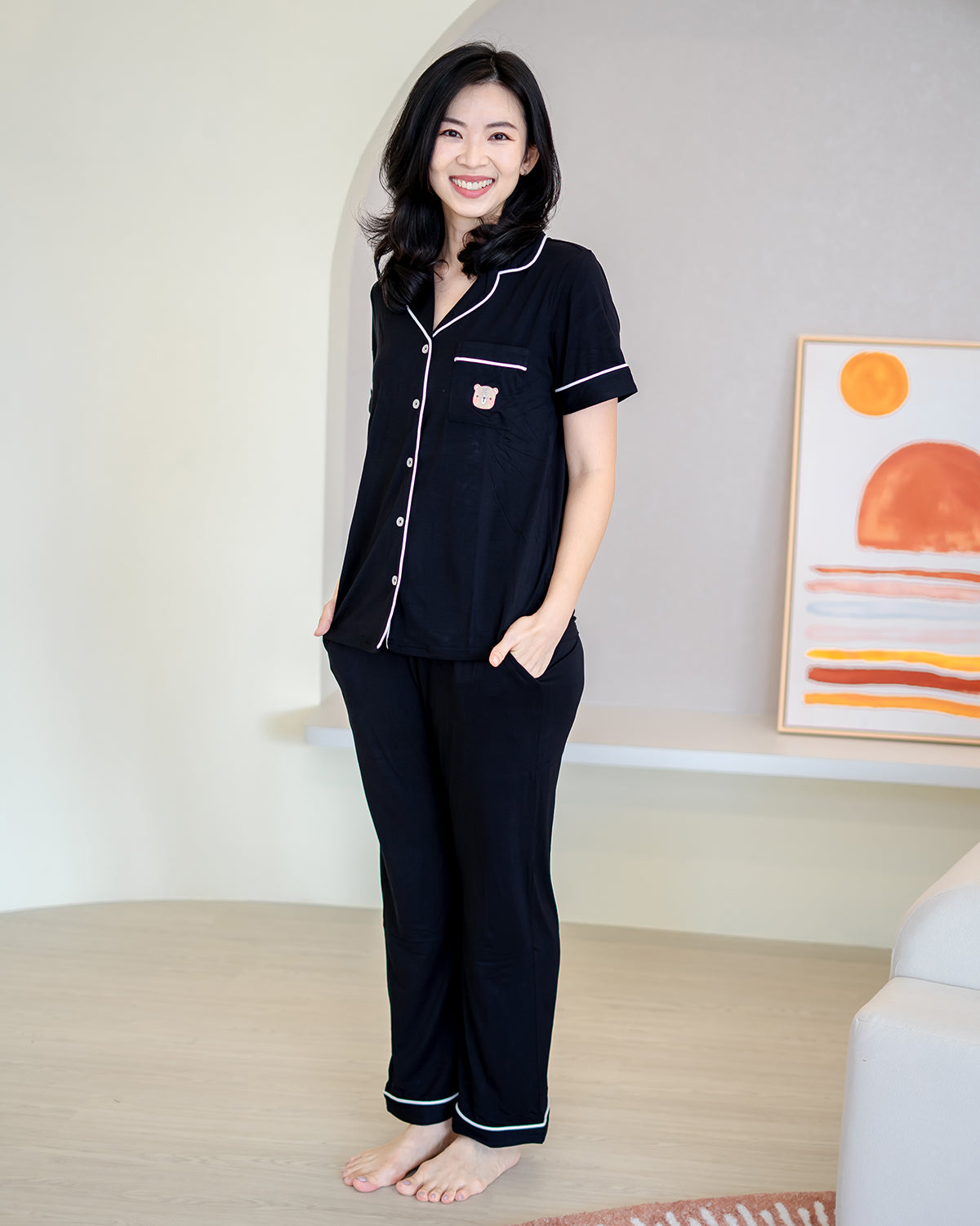 LEBEAR ADULT LUXE COMFORT PYJAMAS PANTS IN BLACK