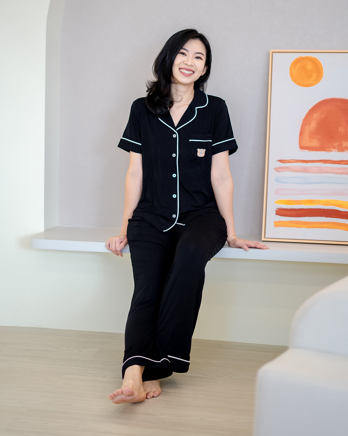 LEBEAR ADULT BAMBOO PYJAMAS PANTS SET IN BLACK