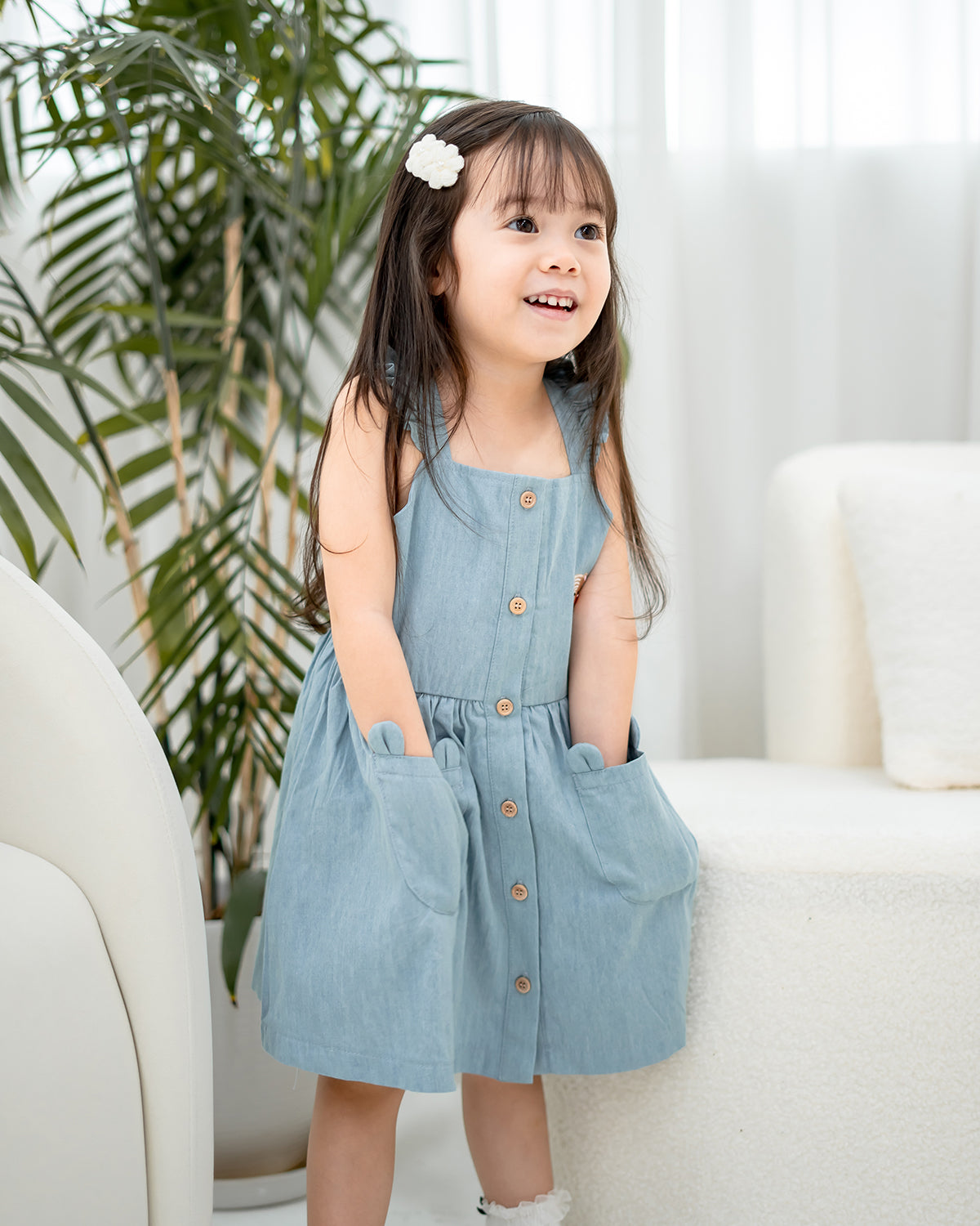 LEBEAR GABE DENIM POCKET DRESS