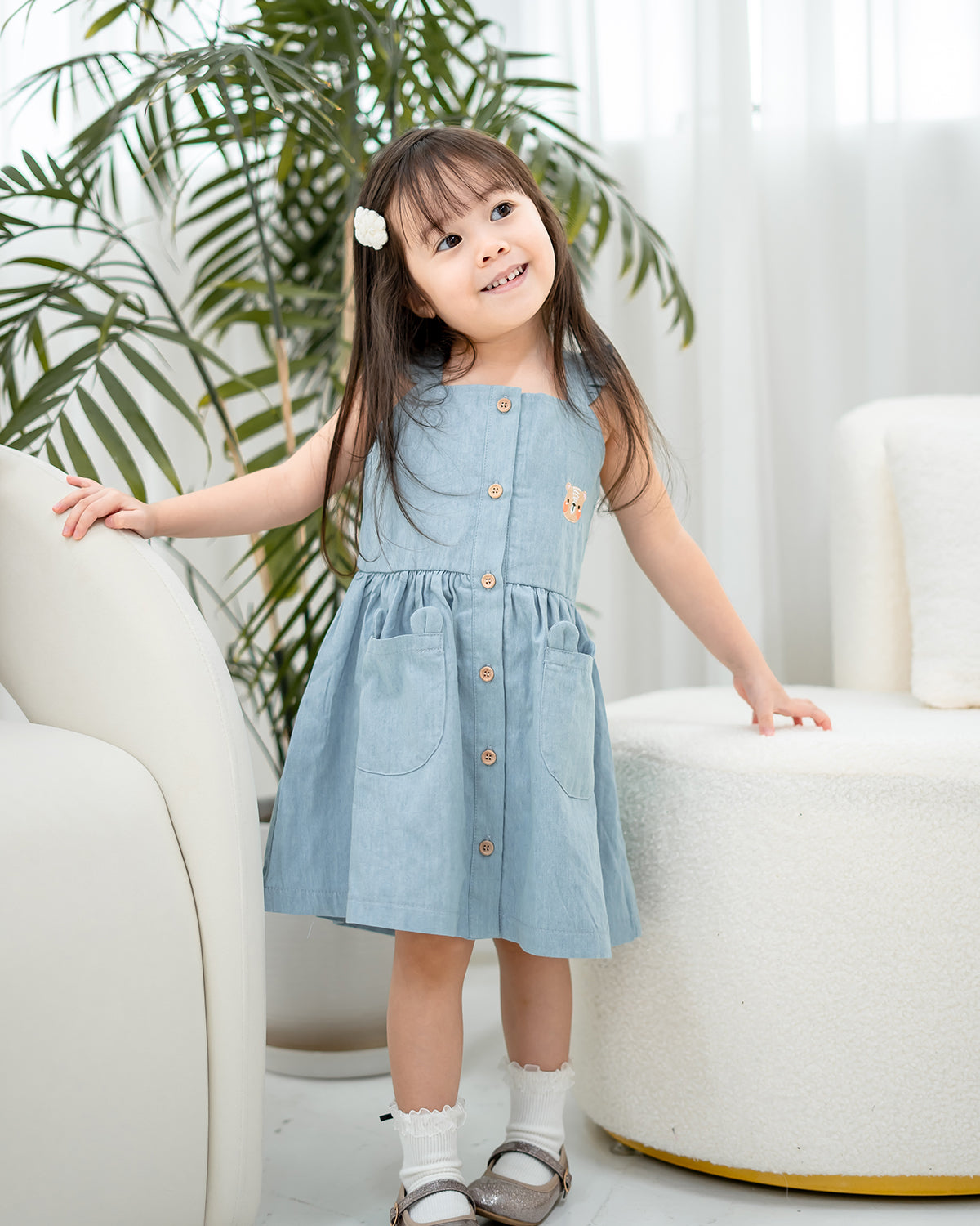 LEBEAR GABE DENIM POCKET DRESS