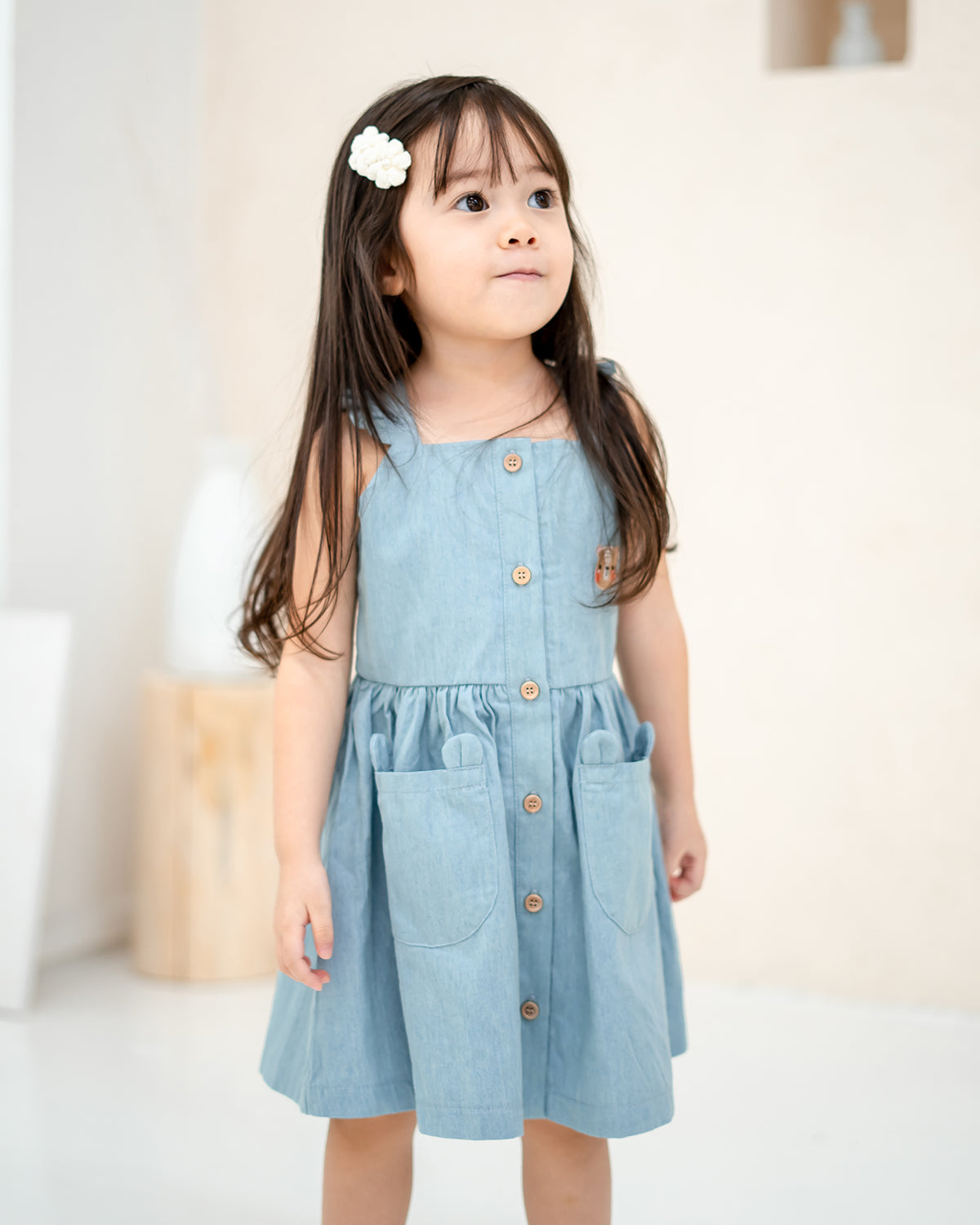LEBEAR GABE DENIM POCKET DRESS