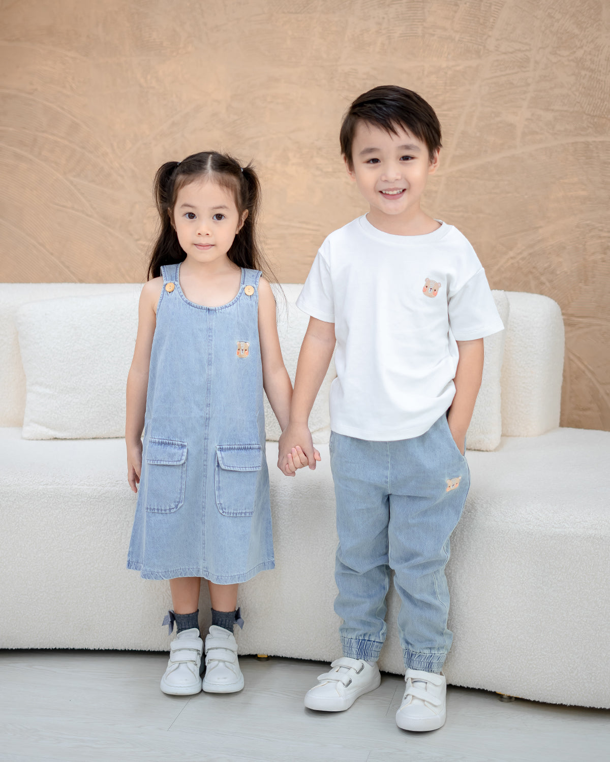 LEBEAR DAISY DENIM PINAFORE DRESS