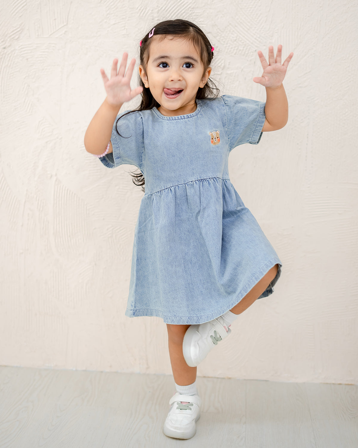 LEBEAR LUNA DENIM TWIRL DRESS