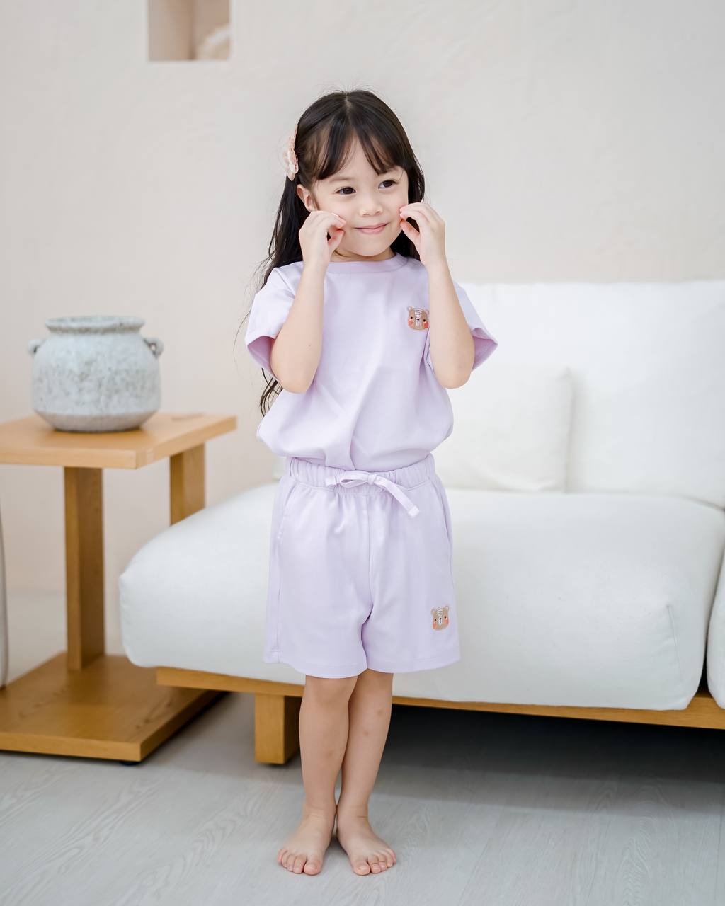 LEBEAR SIGNATURE EMBROIDERY TEE IN LILAC