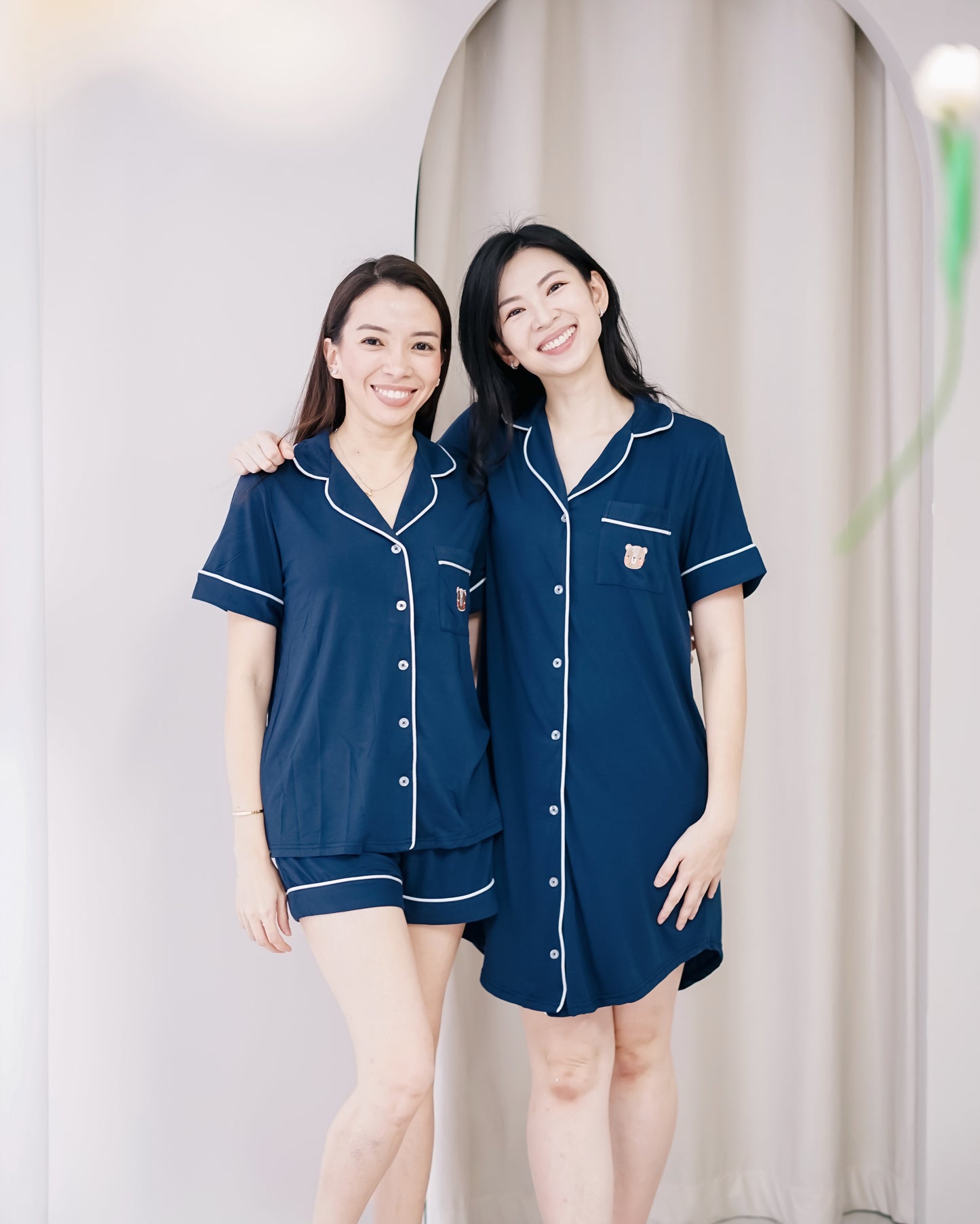 LEBEAR ADULT LUXE COMFORT PYJAMAS DRESS IN DEEP SEA BLUE