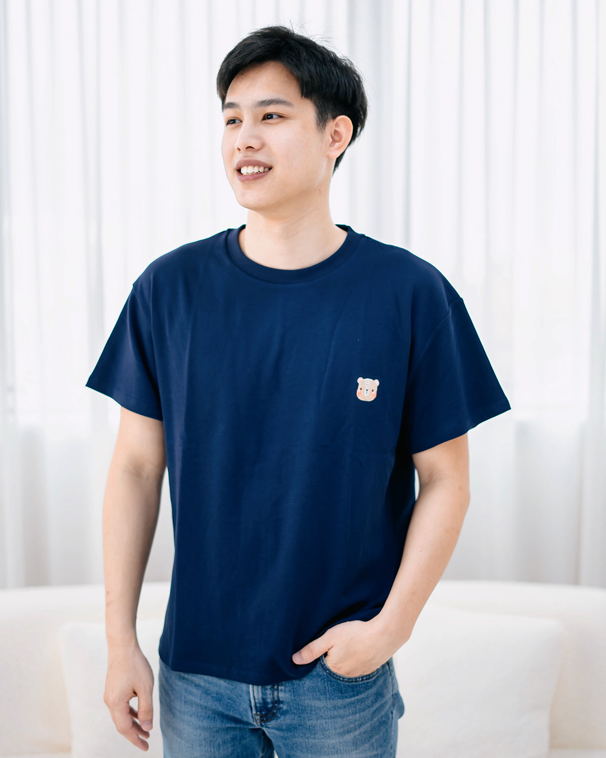 LEBEAR ADULT SIGNATURE EMBROIDERY TEE IN DEEP SEA NAVY