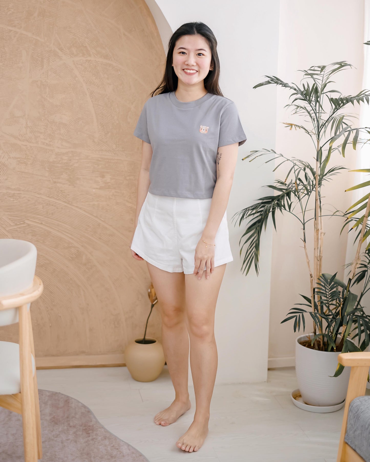 LEBEAR WOMEN'S CROPPED TOP IN LIGHT GREY