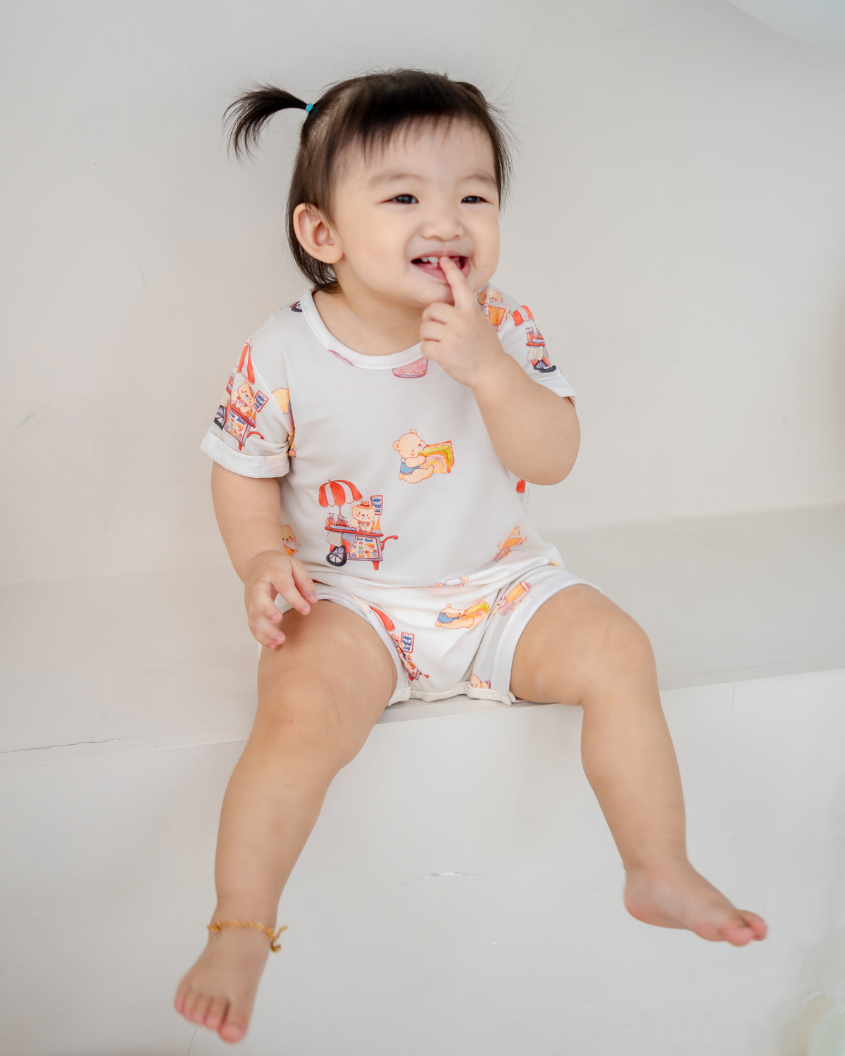 Baby wearing LeBear Uncle Bear Ice Cream Truck TENCEL™ short sleeve onesie