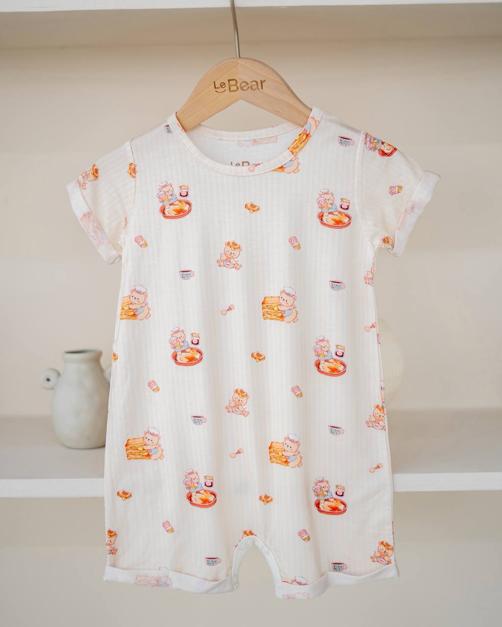 LeBear Kaya Butter Toast TENCEL baby onesie, soft breathable baby outfit made from premium fabric gentle on sensitive skin in Singapore
