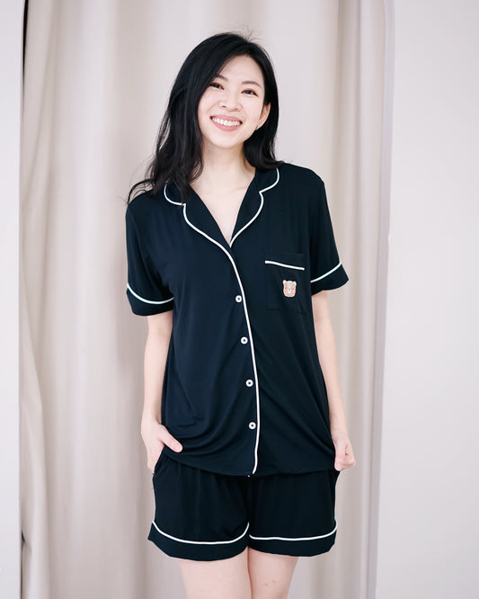 Lebear luxury black bamboo pyjamas set for adults – OEKO-TEX certified, breathable and soft