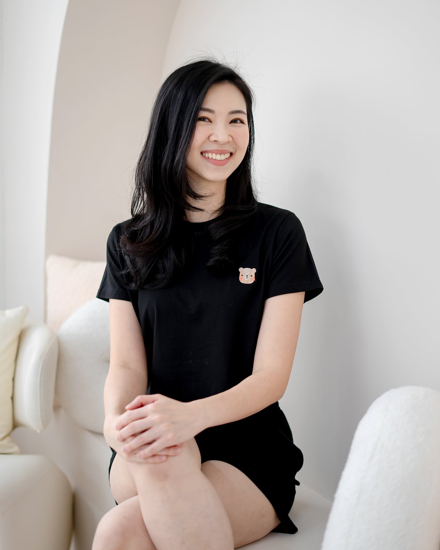 LeBear TENCEL™ Crop Lounge Set black upper body soft premium fabric breathable women crop lounge top