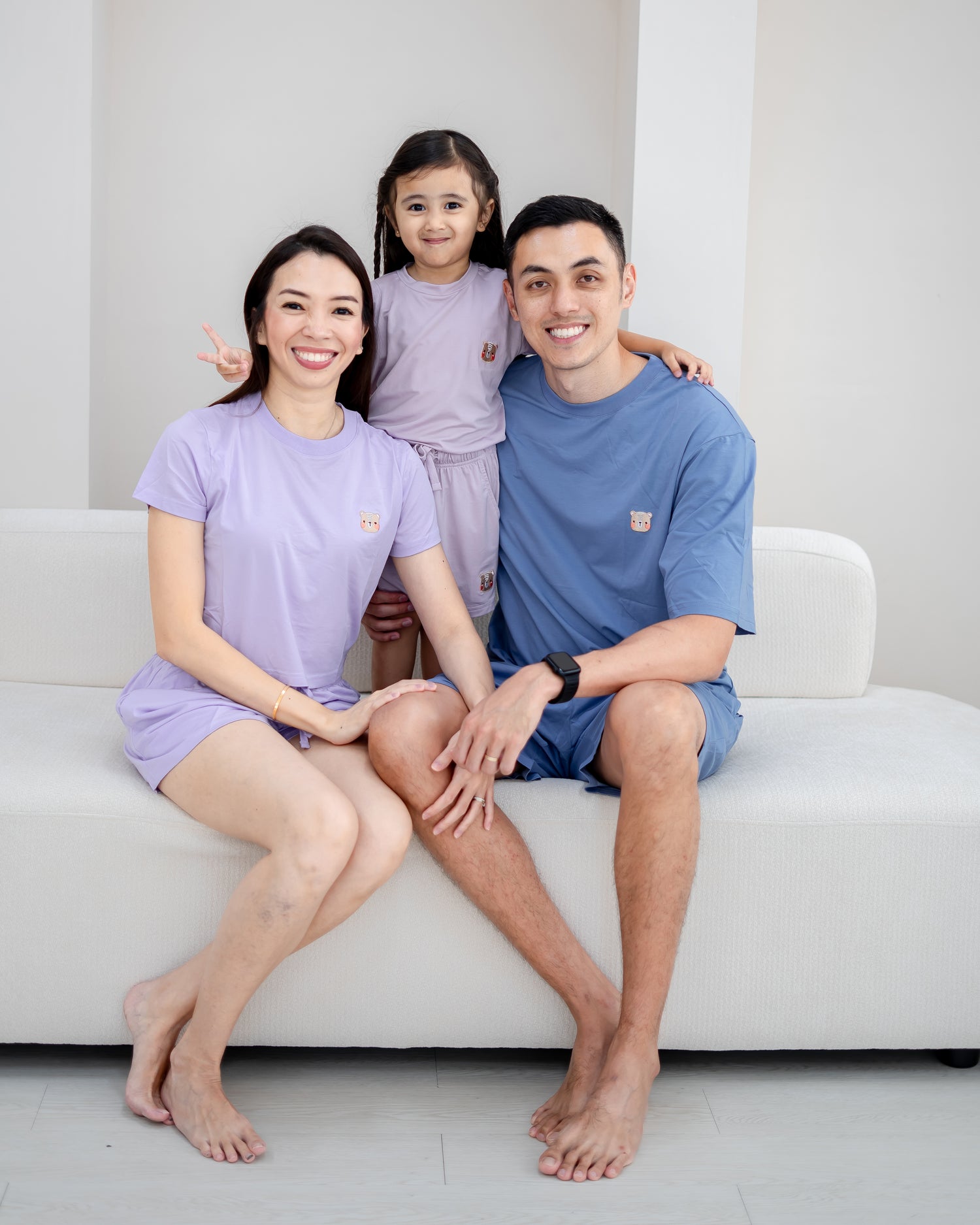 LeBear TENCEL™ family lounge set lavender matching outfits for parents and kids soft breathable family wear Singapore