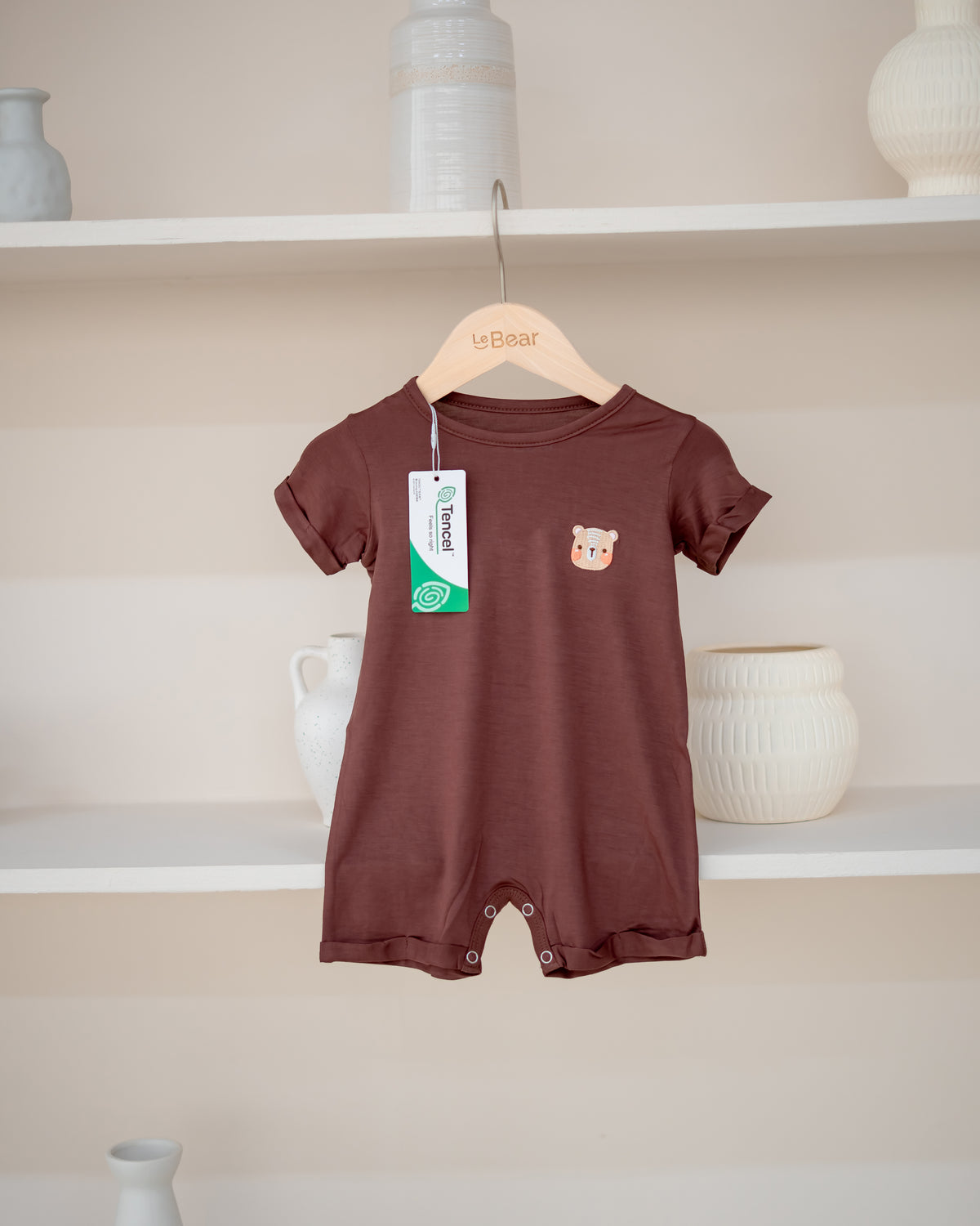 LeBear TENCEL™ Onesie in Chocolate Brown made with 93% TENCEL™ Modal by Lenzing