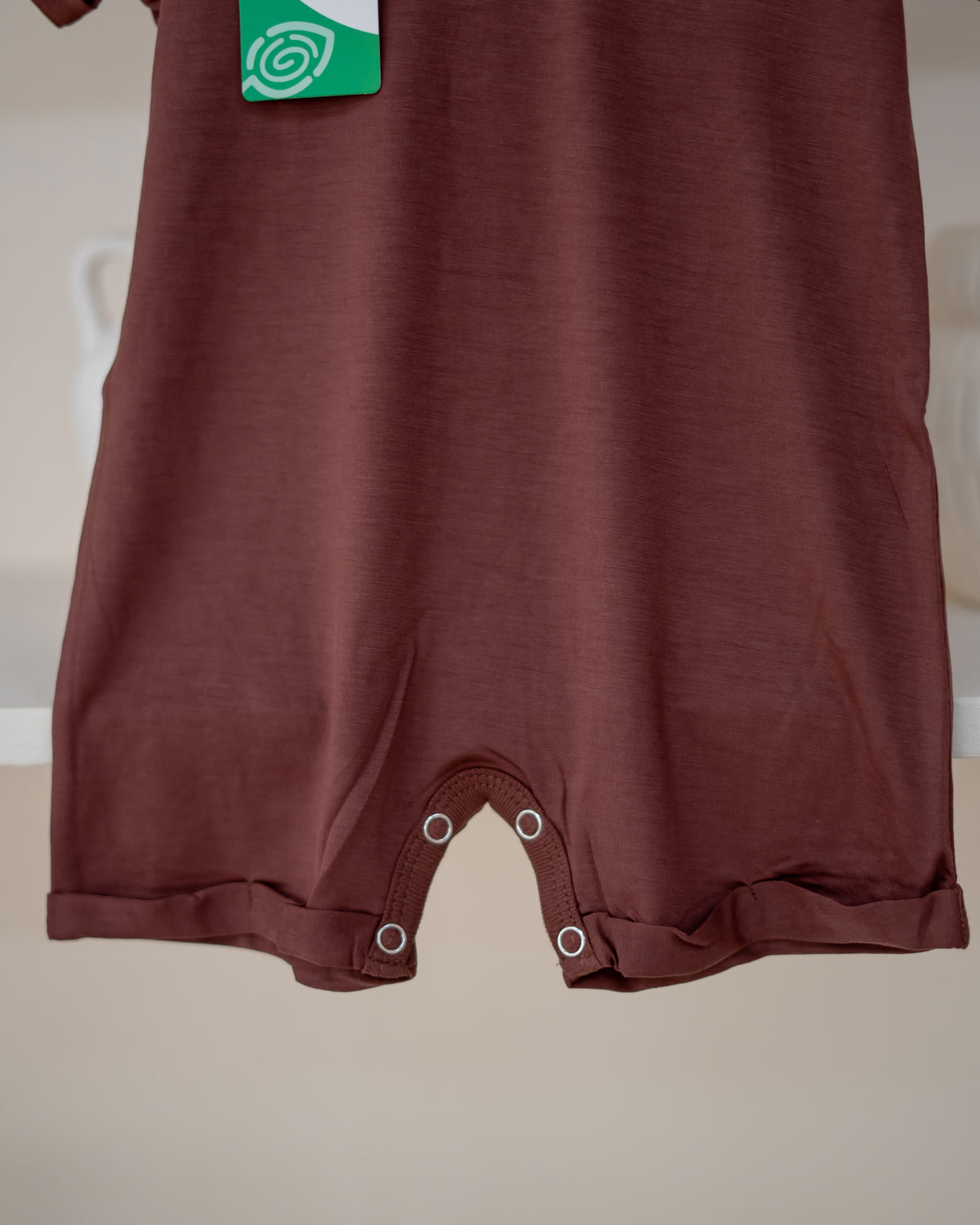 LeBear TENCEL™ Onesie in Chocolate Brown with snap button opening