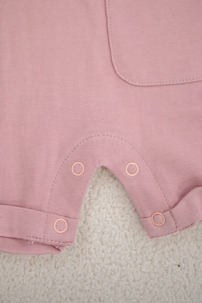 LEBEAR SIGNATURE EMBROIDERY ONESIE IN TEA ROSE