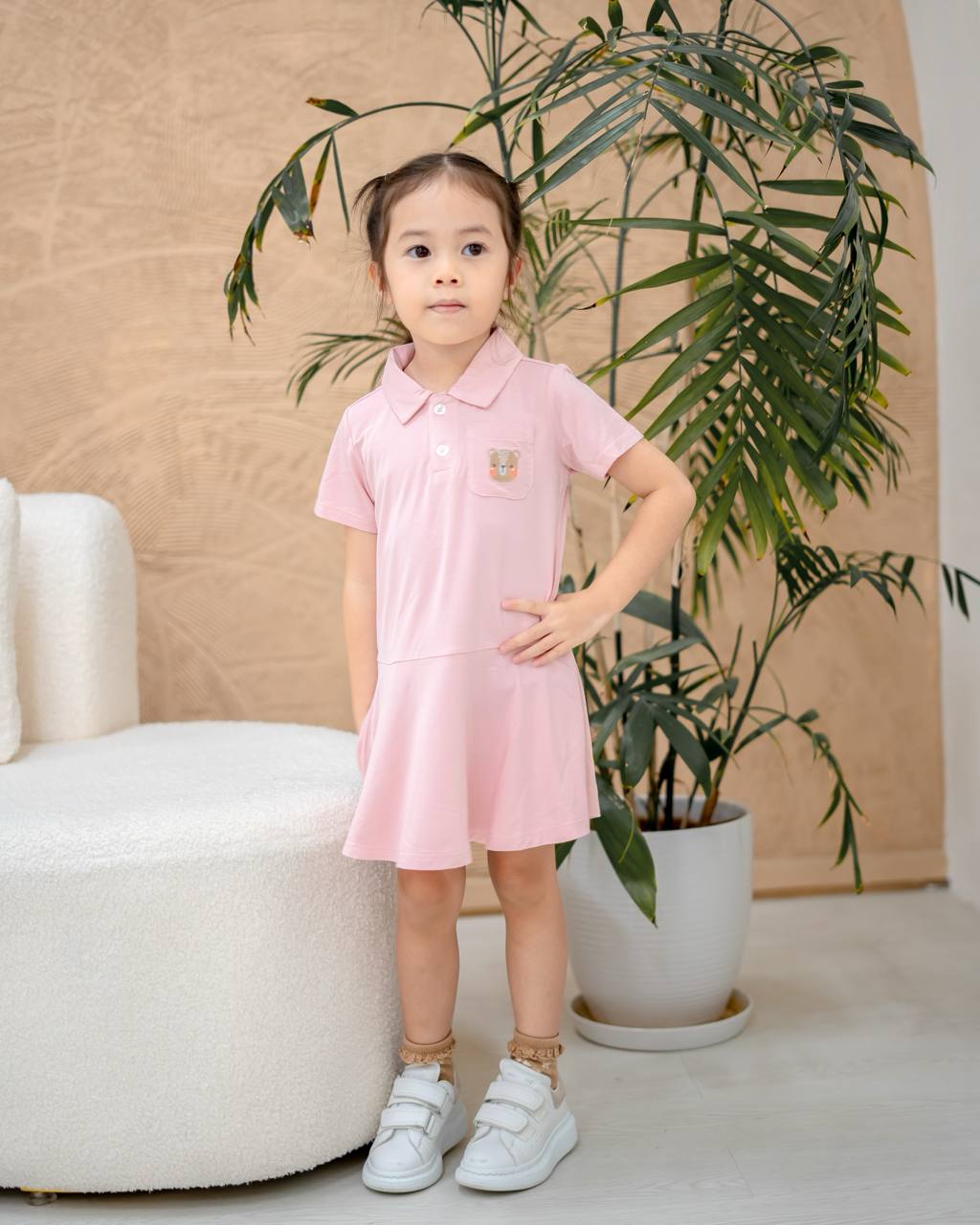 LEBEAR BAMBOO TENNIS POLO DRESS PINK