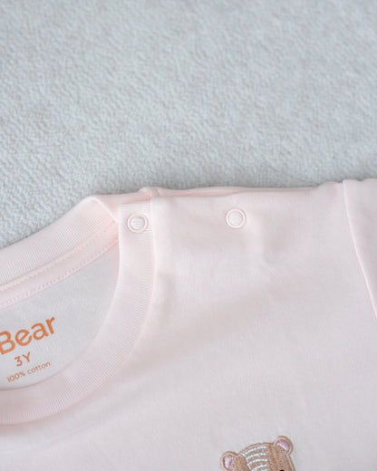 LEBEAR SIGNATURE EMBROIDERY TEE IN SOFT PINK