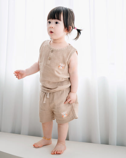 LEBEAR SIGNATURE TANK TOP SET IN CARAMEL