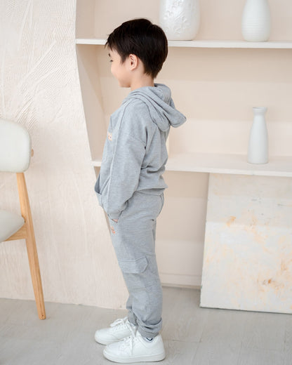 VOYABEAR HOODED JACKET IN STEEL GREY