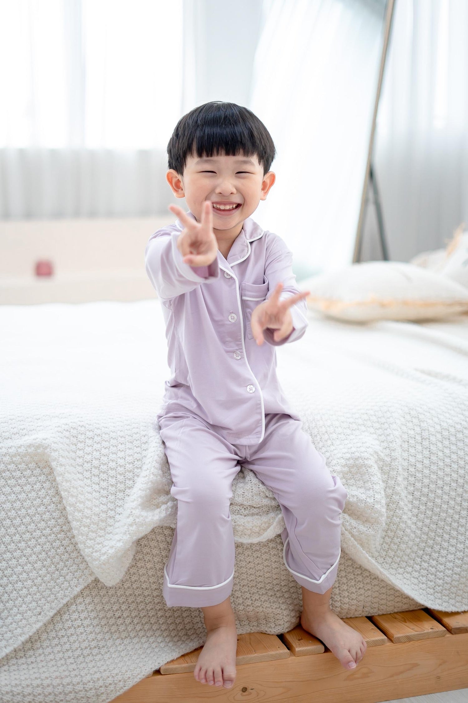 LEBEAR KIDS BAMBOO PYJAMAS PANTS SET IN LILAC