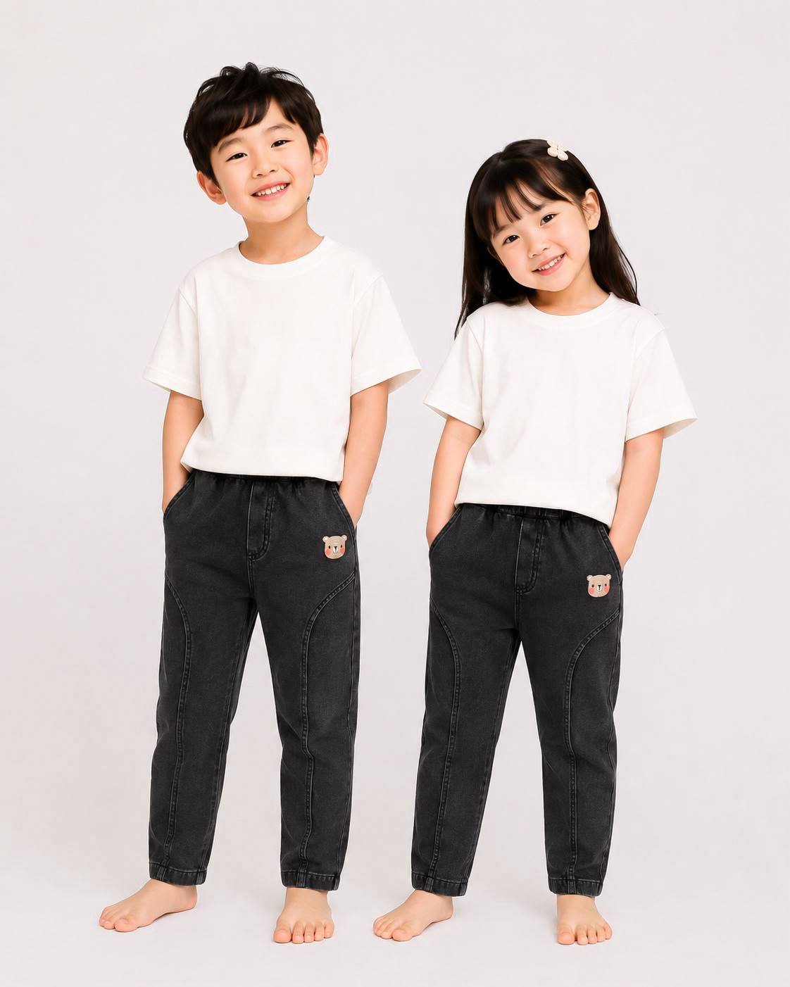 LEBEAR CLASSIC KIDS WASHED BLACK DENIM JEANS