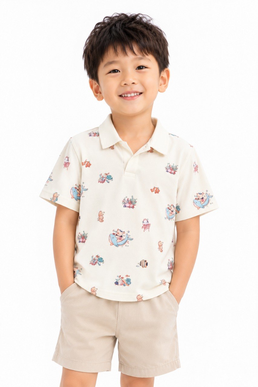 OCEAN DREAMS KIDS TENCEL™ SHIRT IN SEASHELL SAND