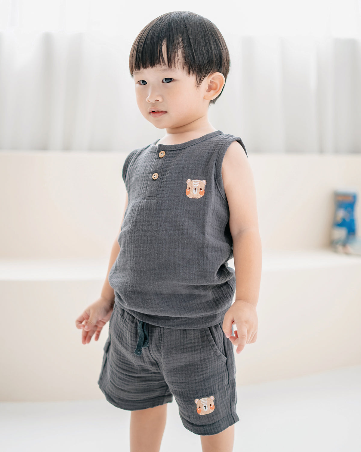 LEBEAR SIGNATURE TANK TOP SET IN ASH GREY