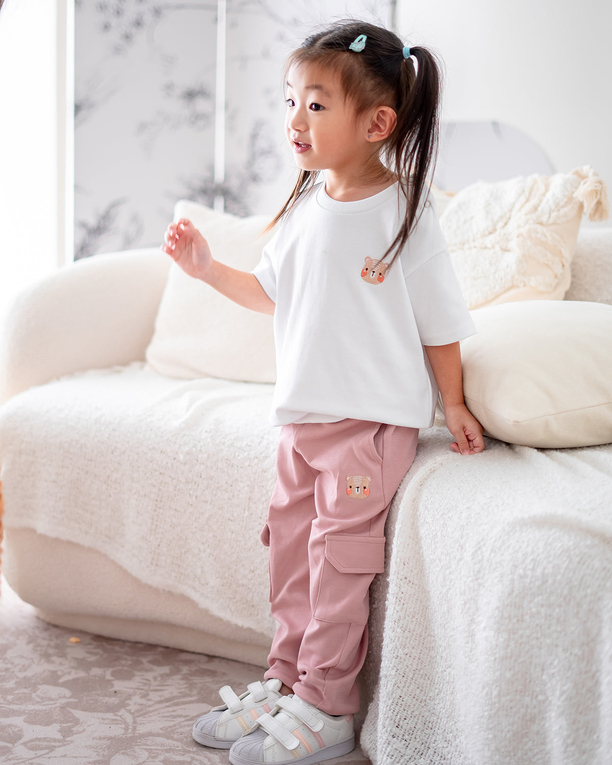 LEBEAR UTILITY JOGGER PANTS IN TEA ROSE