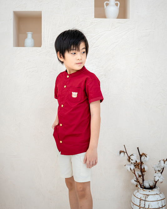 ASA MANDARIN COLLAR IN RED