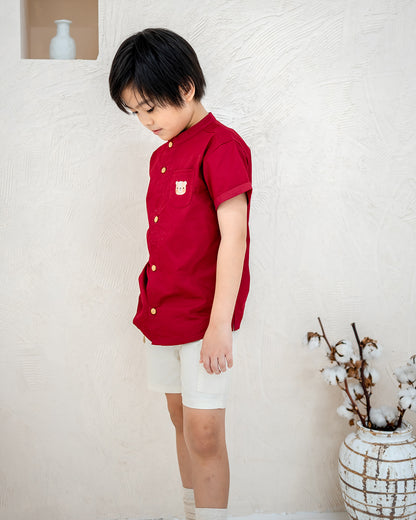 ASA MANDARIN COLLAR IN RED