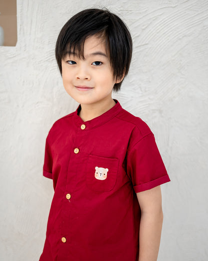 ASA MANDARIN COLLAR IN RED