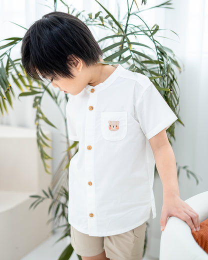 ASA MANDARIN COLLAR IN WHITE