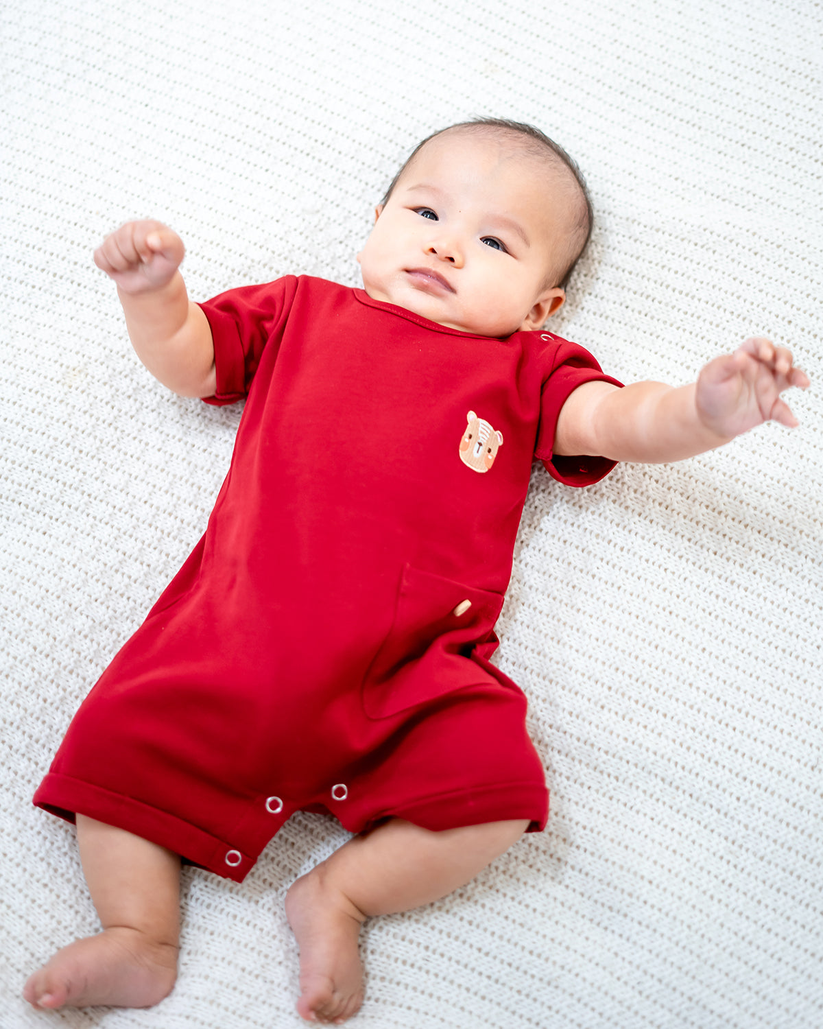 LEBEAR SIGNATURE EMBROIDERY ONESIE IN RED