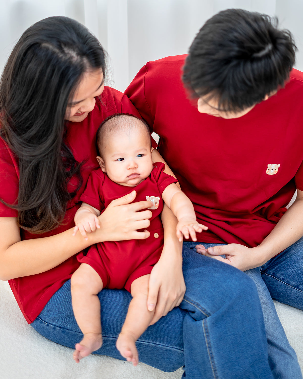 LEBEAR SIGNATURE EMBROIDERY ONESIE IN RED