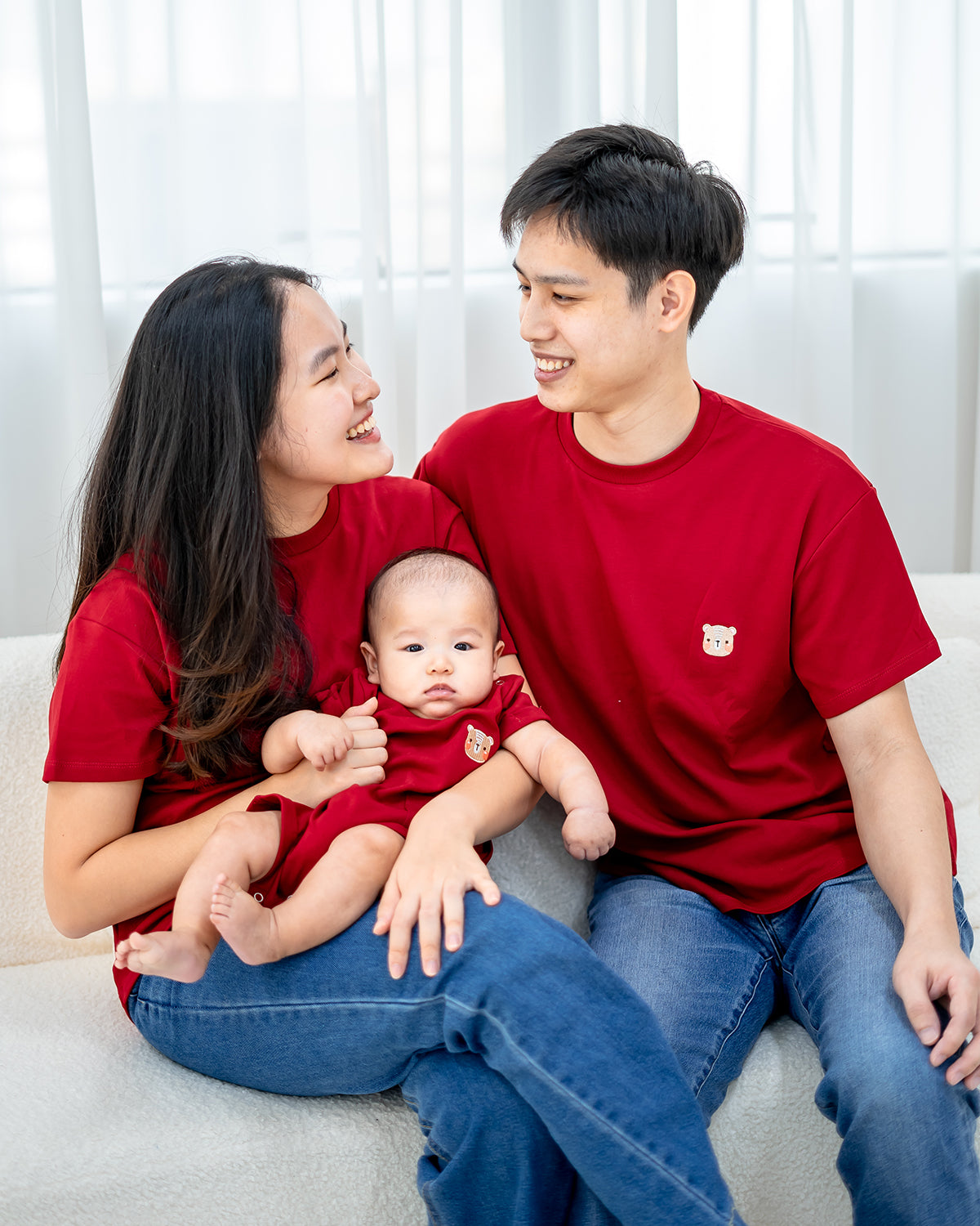 LEBEAR ADULT SIGNATURE EMBROIDERY TEE IN RED