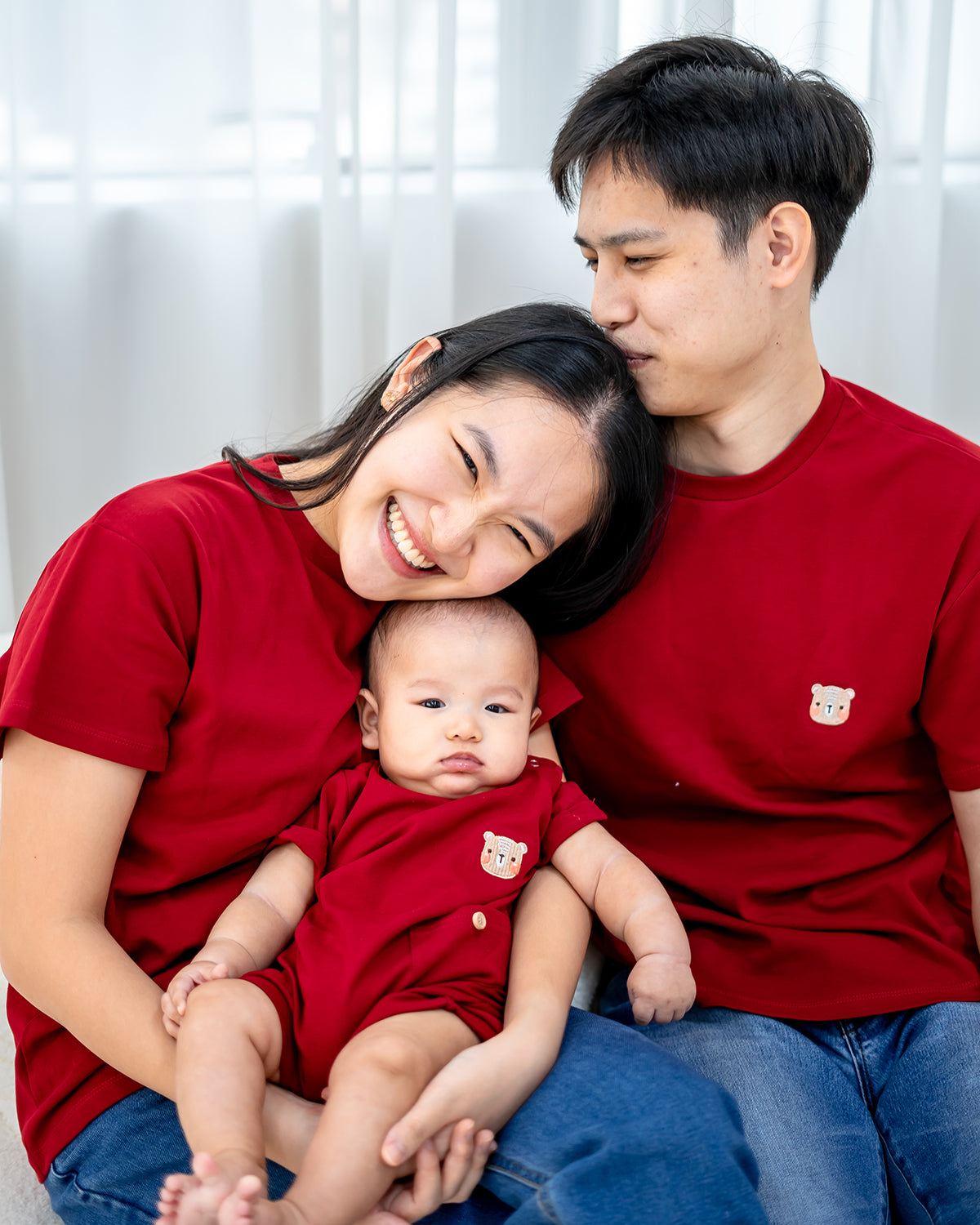 LEBEAR SIGNATURE EMBROIDERY ONESIE IN RED