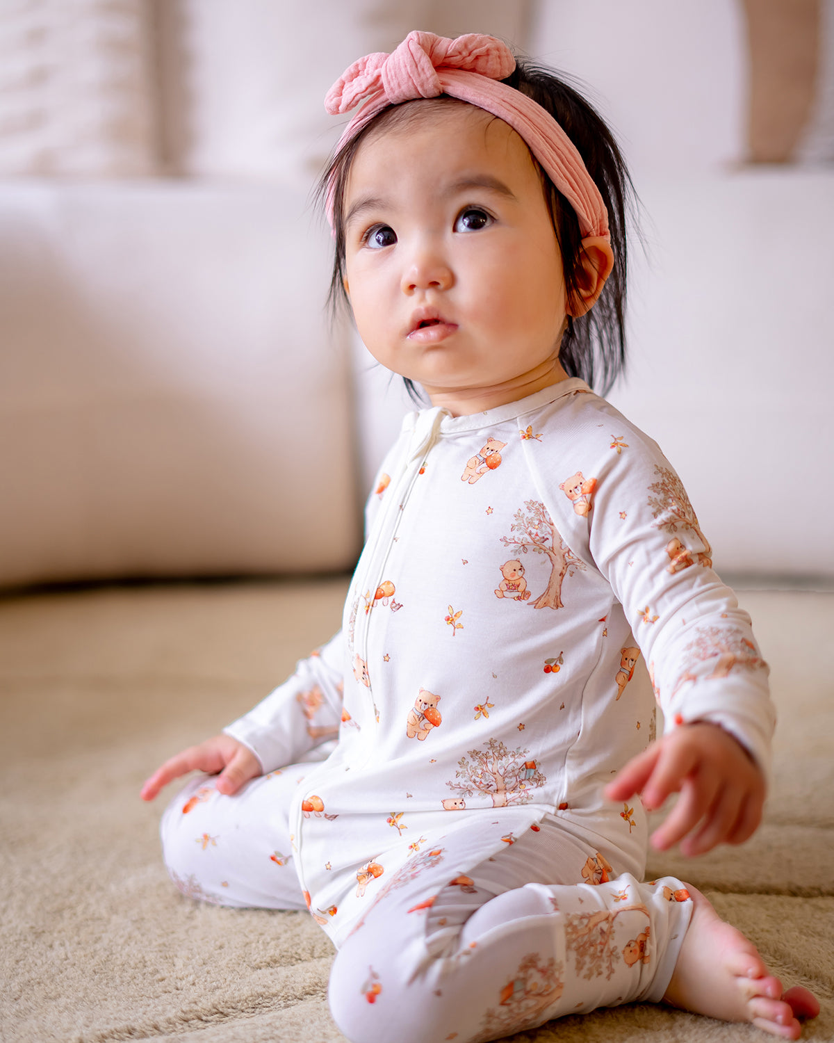 MUSHROOM BEAR BAMBOO SLEEPSUIT