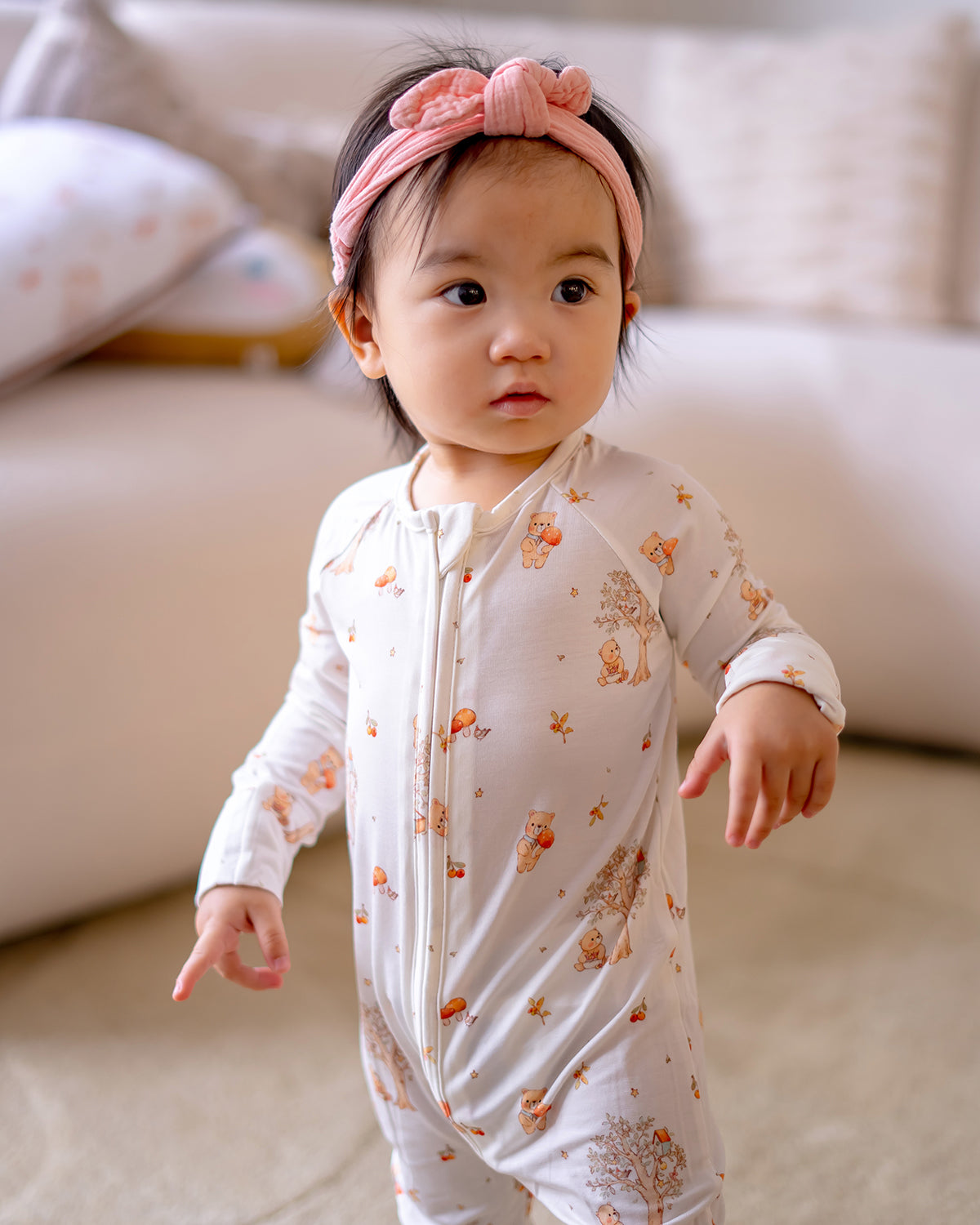 MUSHROOM BEAR BAMBOO SLEEPSUIT