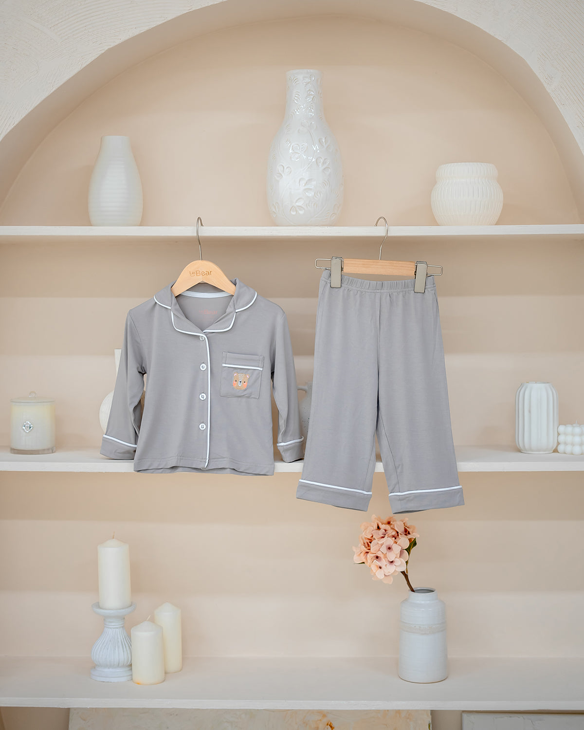 LEBEAR KIDS BAMBOO PYJAMAS PANTS SET IN GENTLE GREY