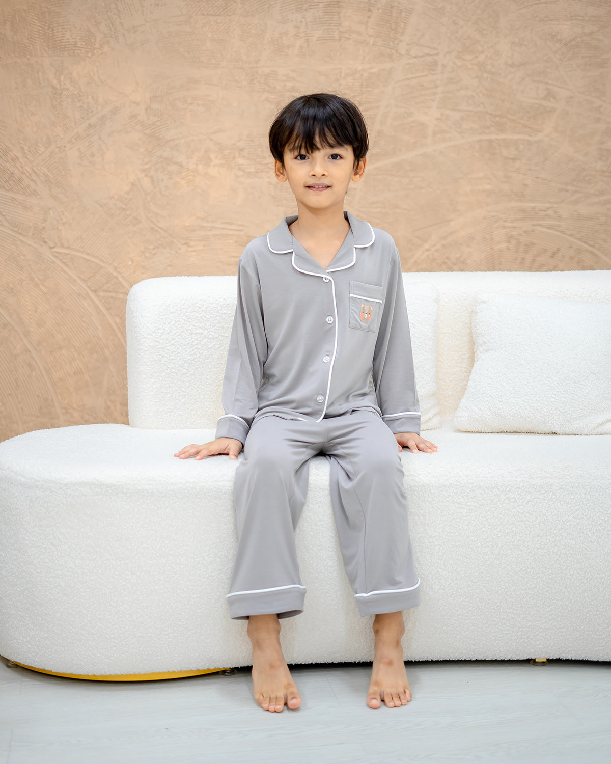 LEBEAR KIDS BAMBOO PYJAMAS PANTS SET IN GENTLE GREY