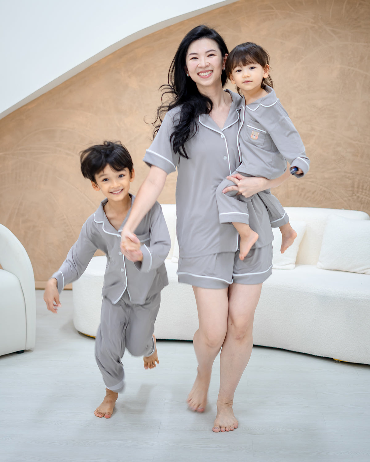 LEBEAR ADULT BAMBOO PYJAMAS SHORTS SET IN GENTLE GREY