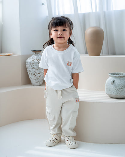 LEBEAR UTILITY JOGGER PANTS IN CREAM BEIGE