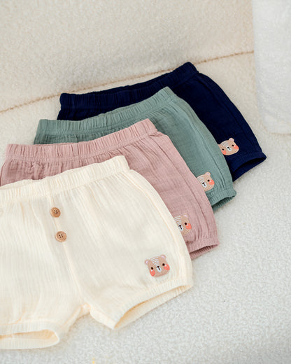 LEBEAR EMBROIDERY PUMPKIN SHORTS IN MUTED PINK